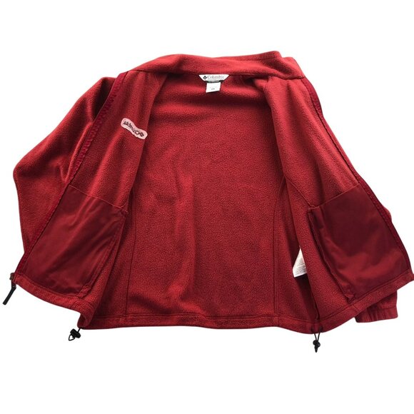 Columbia Womens Fleece Jacket Large Red Full Zip Mock Neck Outdoors Cozy Casual - Picture 3 of 16